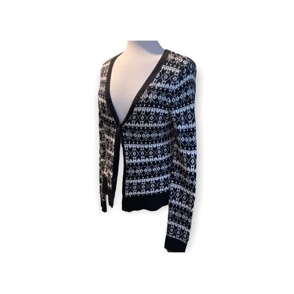 Talbots Cardigan Sweater Black & White Long Sleeve size Medium - Picture 4 of 7